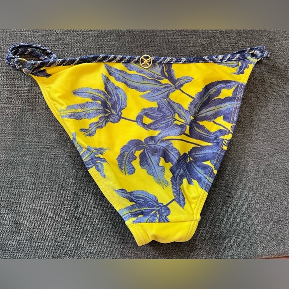 ViX Paula Hermanny St. Barths Bikini Bottom Cheeky Fit Blue Yellow Floral Gold - Picture 6 of 6